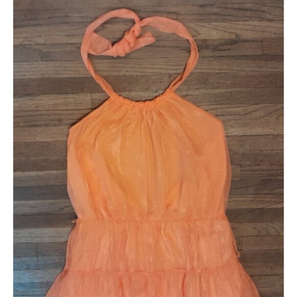 New Lulus Tiers to Style Orange Tiered Halter Maxi Dress Size L - Picture 6 of 11